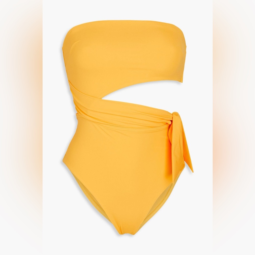 Zimmerman Knotted cutout bandeau swimsuit in saffron size 8 - Picture 2 of 16